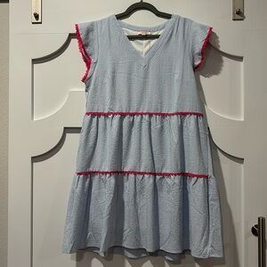 Blue & white pinstripe dress
